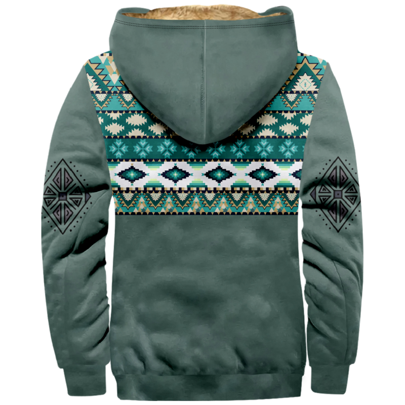 Aztec Graphic Vintage Pattern Hoodie para homens e mulheres, manga comprida, camisola com zíper, casaco com gola, roupas de inverno
