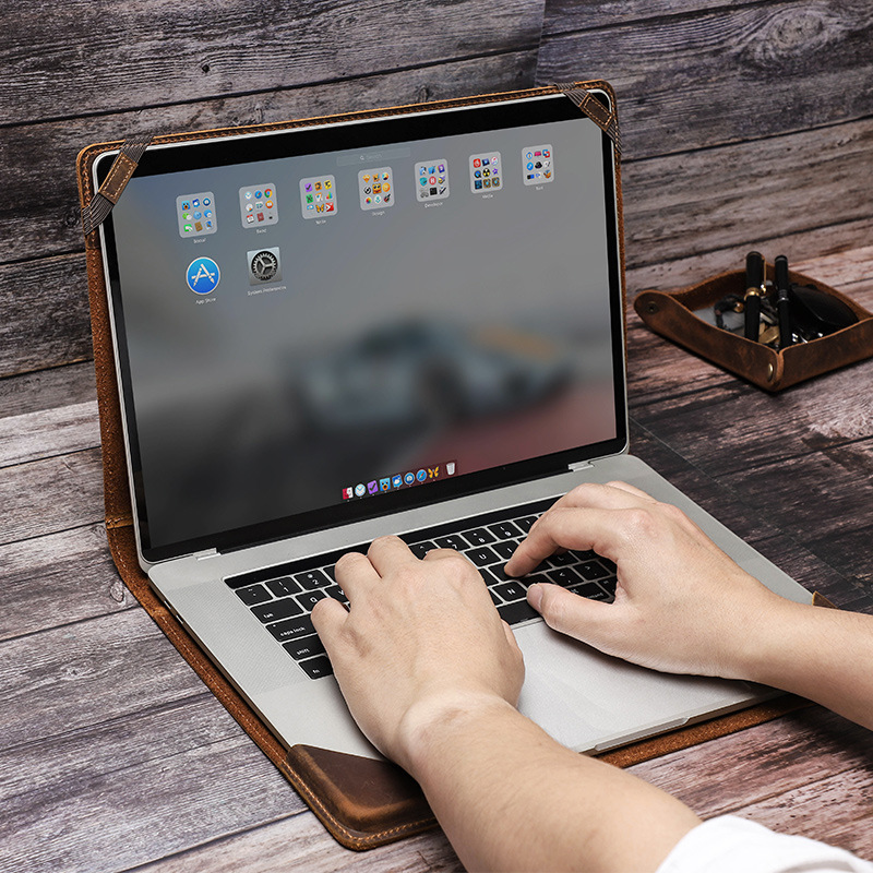 Adatto per Macbook Pro custodia protettiva da 13.3 pollici borsa per Laptop in pelle di vacchetta Vintage in pelle di cavallo pazzo