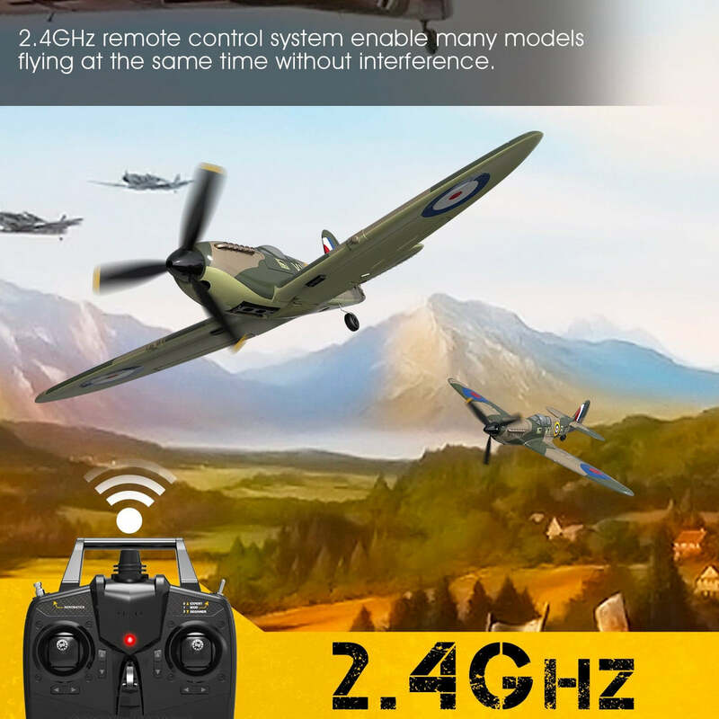 Volantexrc-جهاز تحكم عن بعد spitfire 4-ch ، جاهز للطيران ، للمبتدئين مع نظام تثبيت xpilot (761-12) rtf
