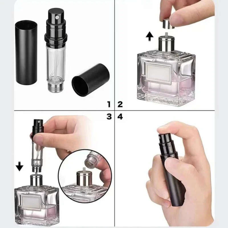 Perfume Dispenser Garrafas, Atomizador de Spray Recarregável, Recipiente Líquido Portátil, Enchimento Inferior, Mini Garrafas Cosméticas, 5ml