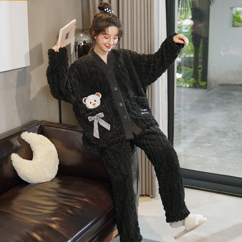 2 шт., Женская Фланелевая пижама с V-образным вырезом