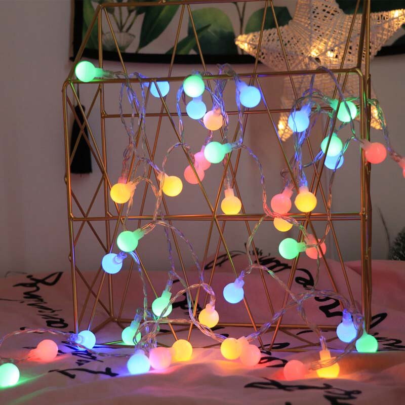 Guirnalda de luces LED con batería, guirnalda de bolas de cereza, funciona con USB, decoración de Año Nuevo, boda, Navidad, habitación al aire libre, 2M, 5M, 10M