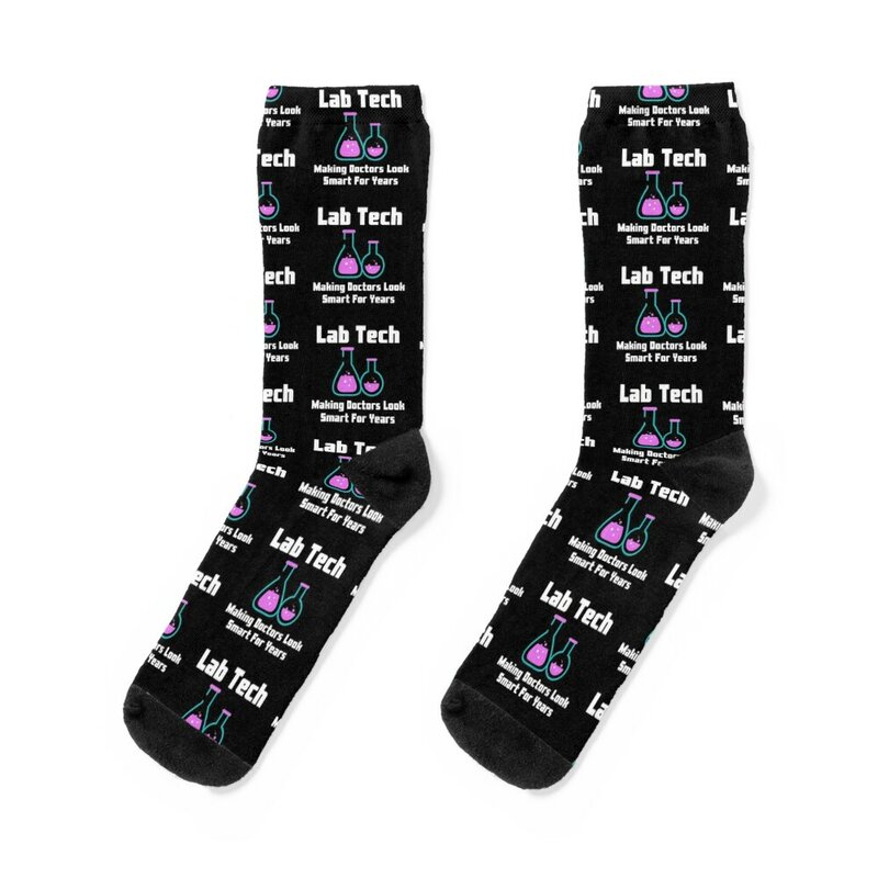 Calcetines divertidos de laboratorio para hombre y mujer, medias de moda