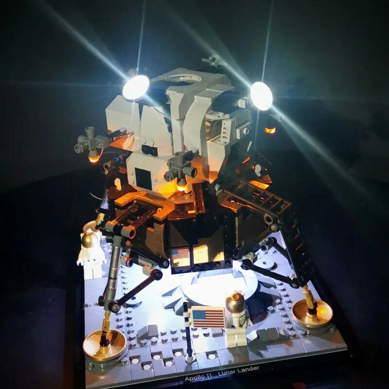Juego de bloques de construcción de luz Led para niños, juguete de ladrillos para armar nave Lunar Lander Apollo 11 DE 10266, no incluye modelos de luces, accesorios para Juguetes DIY