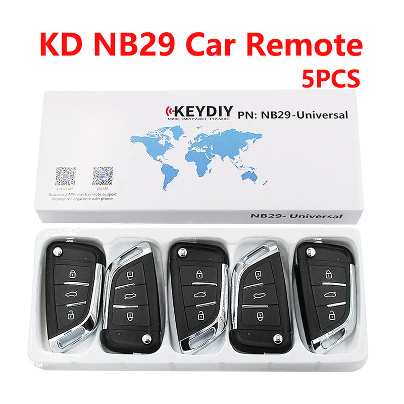 EllYDIY KD NB29 clé à distance de voiture, clé de voiture universelle multifonctionnelle pour KD900 + URG200 KD-X2 série NB KD clé de télécommande 5 pièces