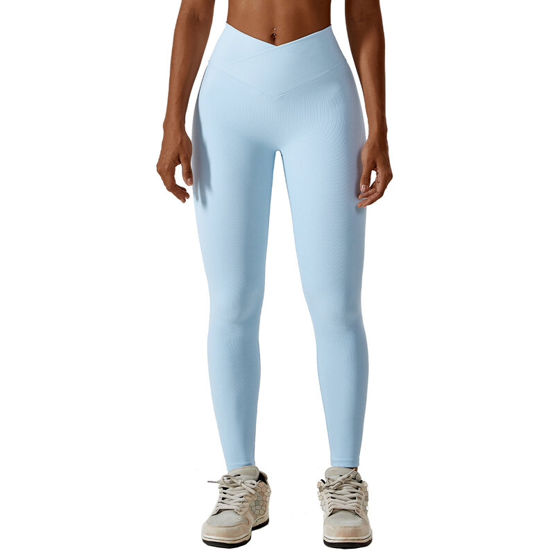 Cross High Waist Tight Pants with Thread, Hip Lifting Sweatpants for Running, Quick Drying, Fitness Outwear
