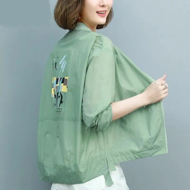 2024 nowy krem do opalania odzież damska oddychająca ochrona przed promieniowaniem UV letnia koreańska wersja lekka, cienka kurtka luźna płaszcz na co dzień kobieta