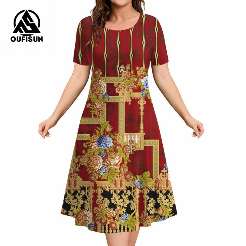 Женское платье в стиле ретро, элегантное винтажное платье большого размера с круглым вырезом