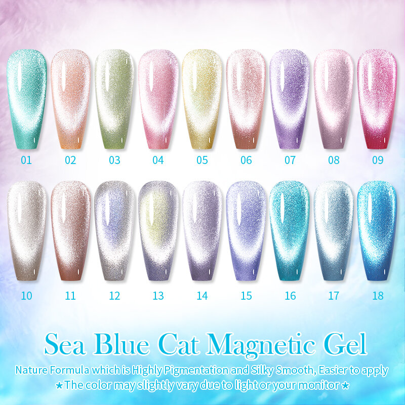 BORN PRETTY Gel magnetik kucing biru laut 10ml, kuku magnetik Biru Merah tahan lama Semi permanen rendam pernis Gel UV