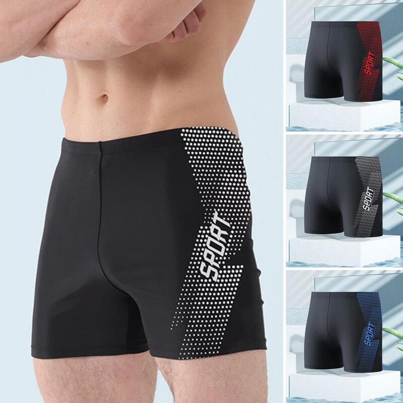 Shorts de natação de secagem rápida para homens, calção de banho, cintura alta, elástico, tamanho grande
