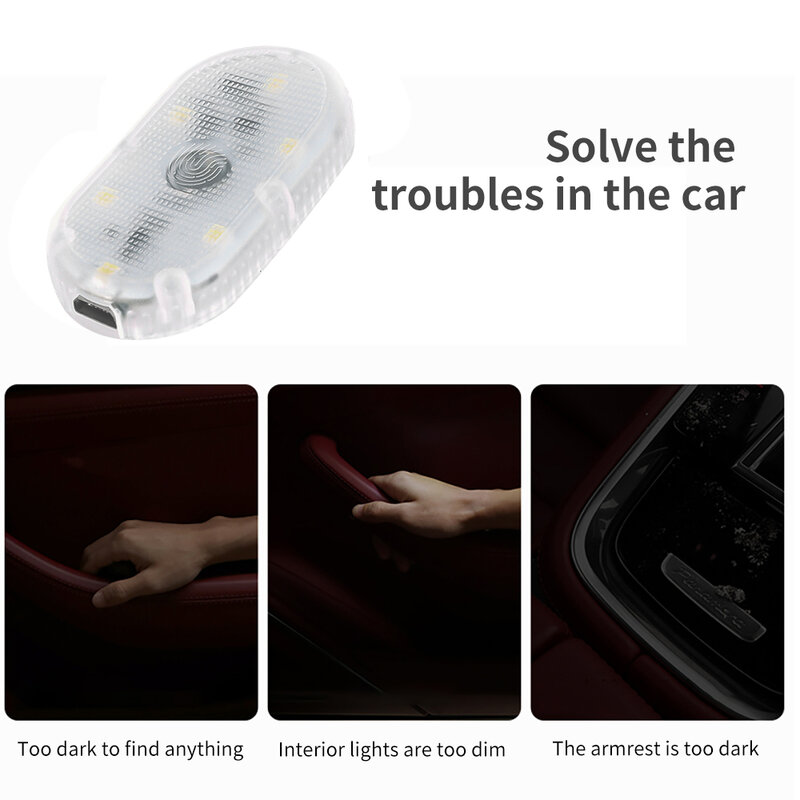 Universal Car Mini Led Touch Switch Light Auto Wireless Ambient Lamp Portable Night Reading Light Car Roof Bulb Interior Lights