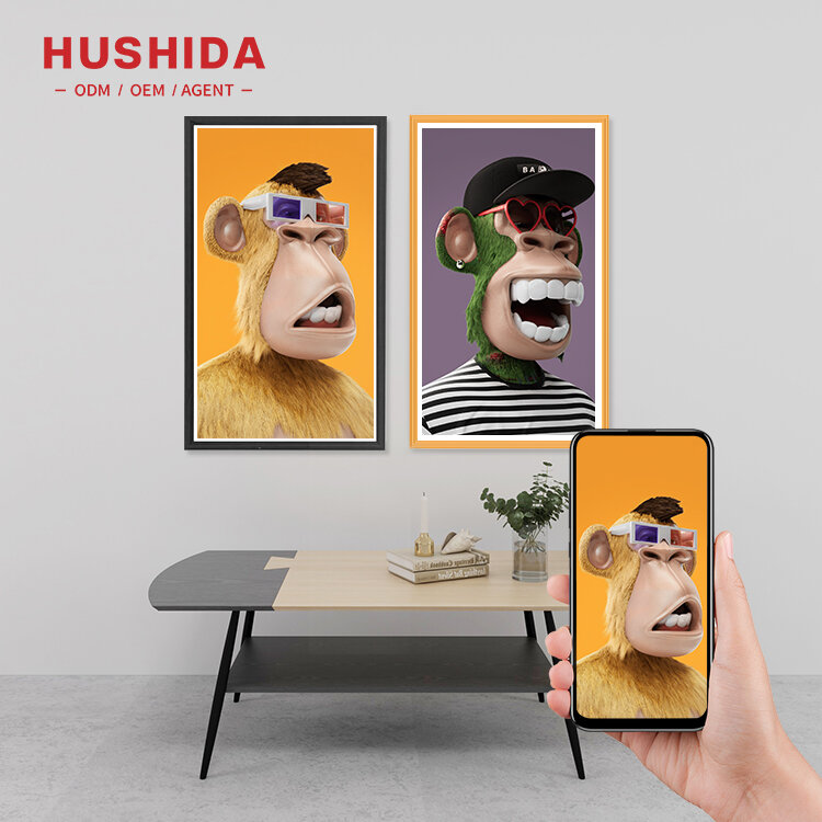 Hushida universal 21.5 32 43 55inch Large size smart NFT digital photo frame full hd video LCD nft display digital picture frame