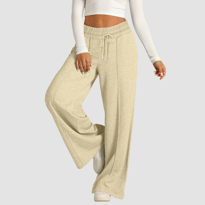 Women's Oversized Loose Fit Wide Leg Pants Lightweight Sweatpants Drawstring Elastic Waisted Casual Straight Leg Trousers