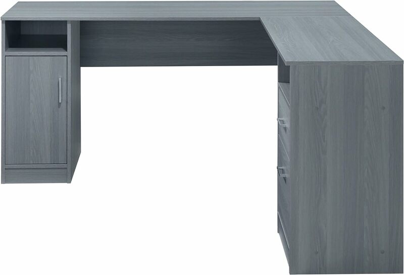 Функциональный L-образный компьютерный стол с хранилищем, L = 59,5 дюйма шириной x 59,5 дюйма длиной, серый