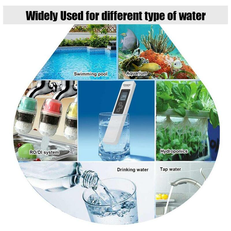 اختبار درجة حرارة المياه القلم اختبار ، متعددة الوظائف LCD متر للسباحة حوض السمك الأسماك ، EC ، TDS ، 3 في 1