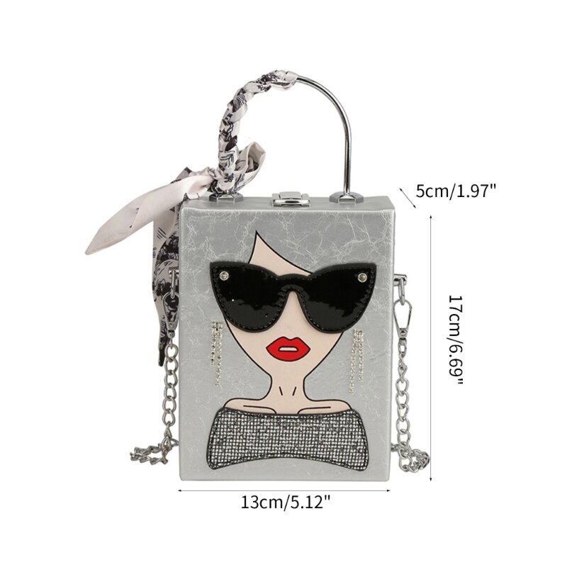 Handtasche „Lady in Glasses Kettentasche, Umhängetasche, Umhängetasche, Freizeittasche, vielseitige Tragetasche für und