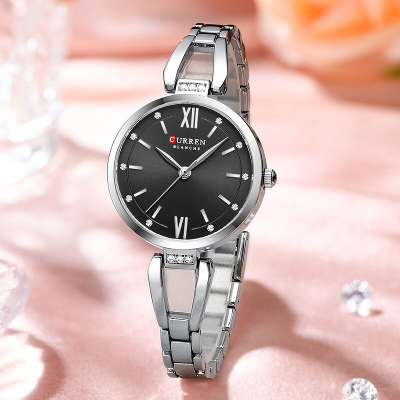 นาฬิกาสร้อยข้อมือลำลองคุณภาพสูงสำหรับผู้หญิงนาฬิกาวินเทจแบบเรียบง่ายสำหรับผู้หญิงนาฬิกาข้อมือสแตนเลส