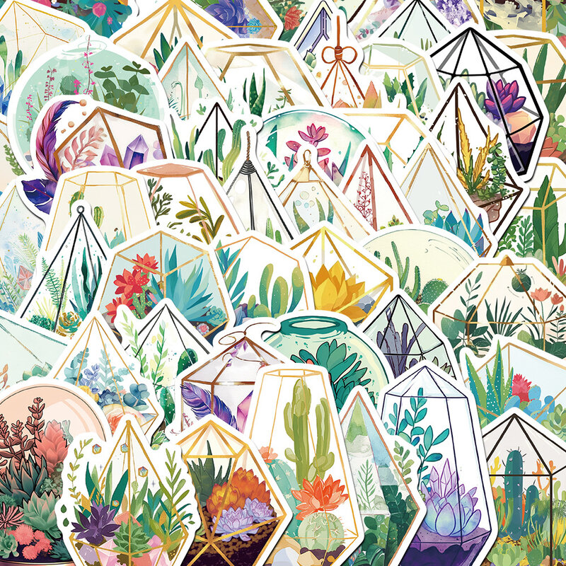 Desenhos animados Glass Garden House Adesivos, Impermeável Graffiti Etiqueta, Caixa do telefone, Mala, Decalques Notebook, Decorações, 10 Pcs, 30 Pcs, 50Pcs