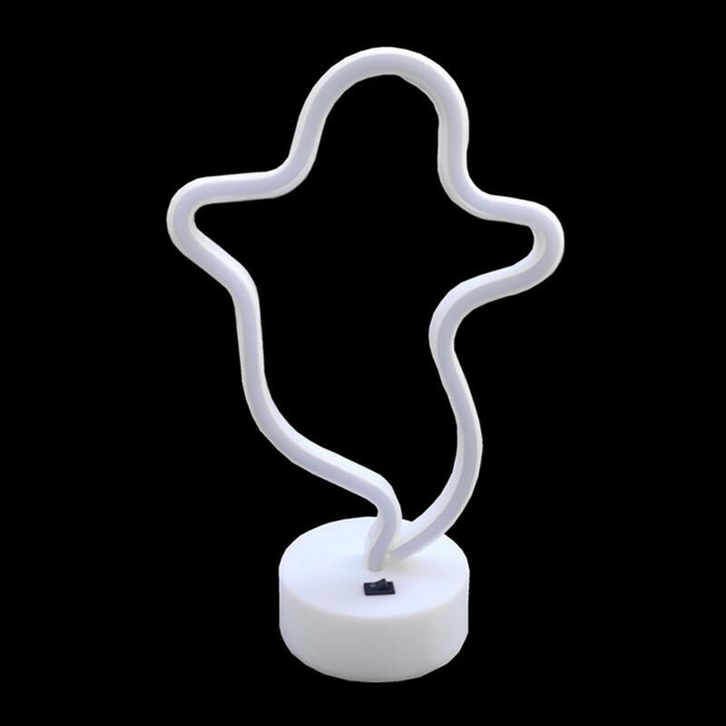 Lámpara de letrero de neón para decoración de fiestas, luz Led con forma de calabaza fantasma, no deslumbrante, Usb, funciona con pilas, decoración de fiesta de Halloween