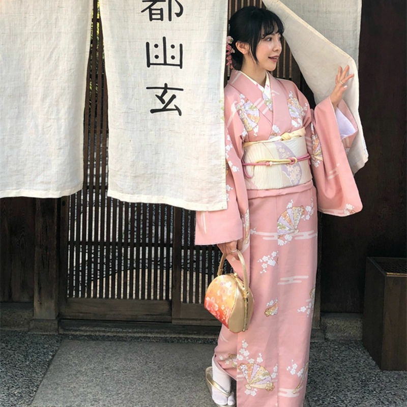 Nieuwe Roze Kimono Pak Dames Banket Danskleding Elegante Japanse Traditionele Kleding Studio Foto-Nemen Kleding
