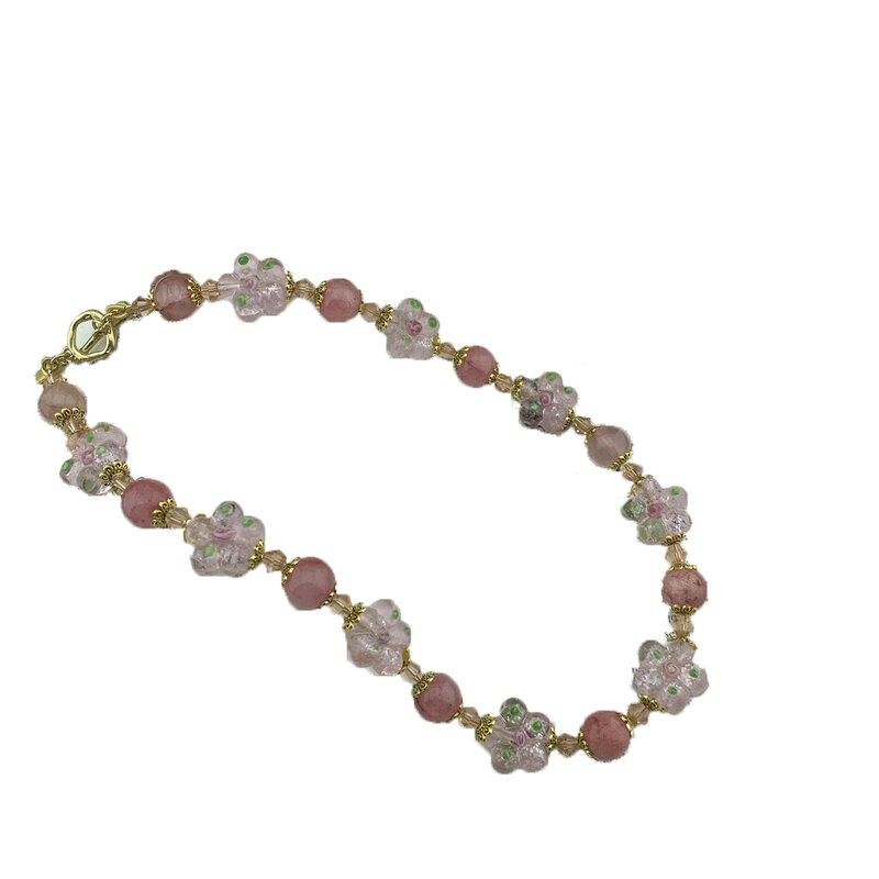 Gratis pengiriman Vintage temperamen buatan tangan manik-manik kaca kalung untuk wanita hadiah anak perempuan pesta Choker perhiasan grosir