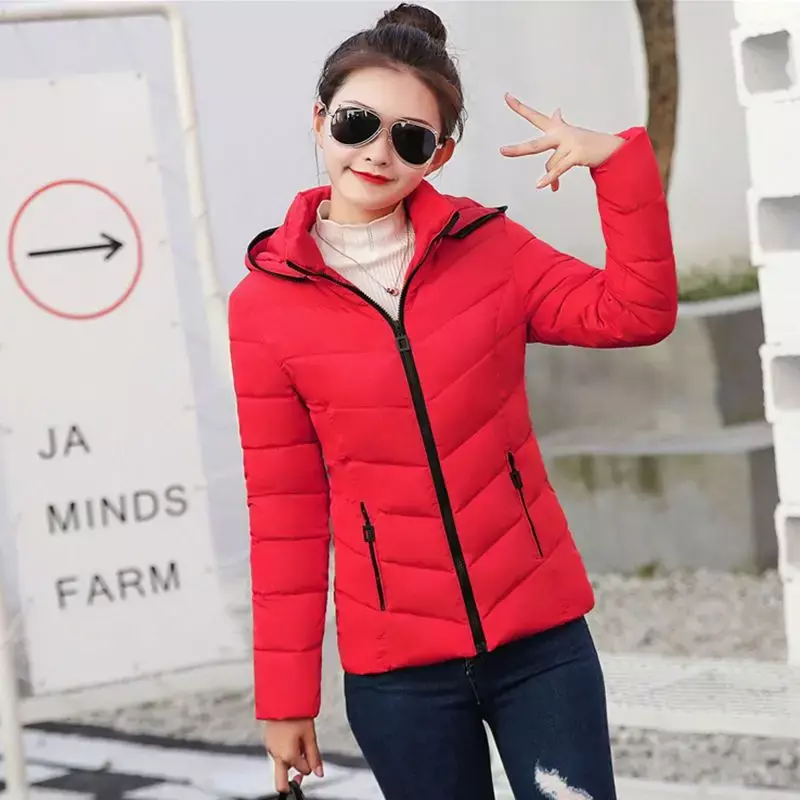 Ladies Winter Coat Women Down Cotton Hooded Jacket Woman Casual Warm Outerwear Jackets Female Girls Black Clothes PA1143