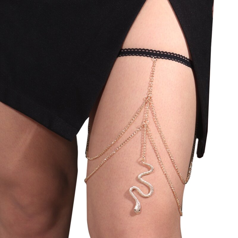 Модная цепочка на ногу со змеиной кисточкой, женская готическая цепочка на бедро, массивные ювелирные изделия в стиле панк,