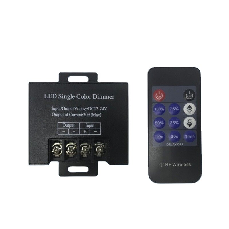 Dc12v 24v 11key led única cor dimmer rf 30a controlador de luz remoto sem fio 5050 3528 smd led luz de tira interruptor