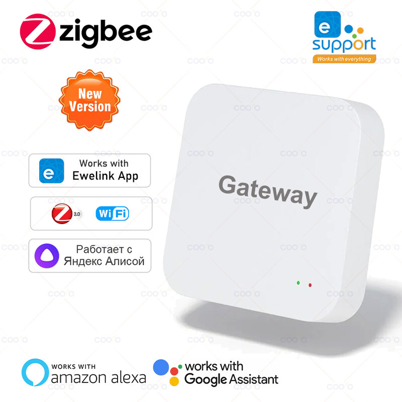 ZigBee-Hub DE ENLACE multimodo para el hogar, dispositivo de enlace inalámbrico inteligente, malla de puente, Control remoto por aplicación eWeLink, funciona con Alexa, asistente de Google Alice