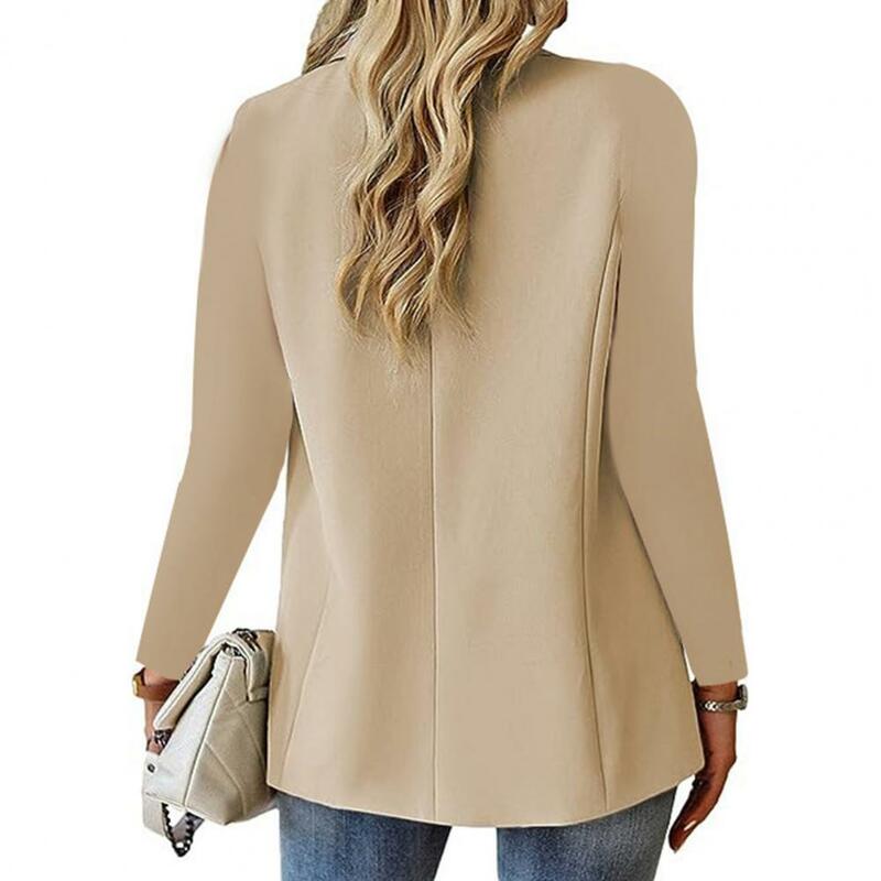 Solid Color Suit Jacket Elegant Women's Business Suit Jackets with Lapel Pockets Stylish Workwear for Professional for Office