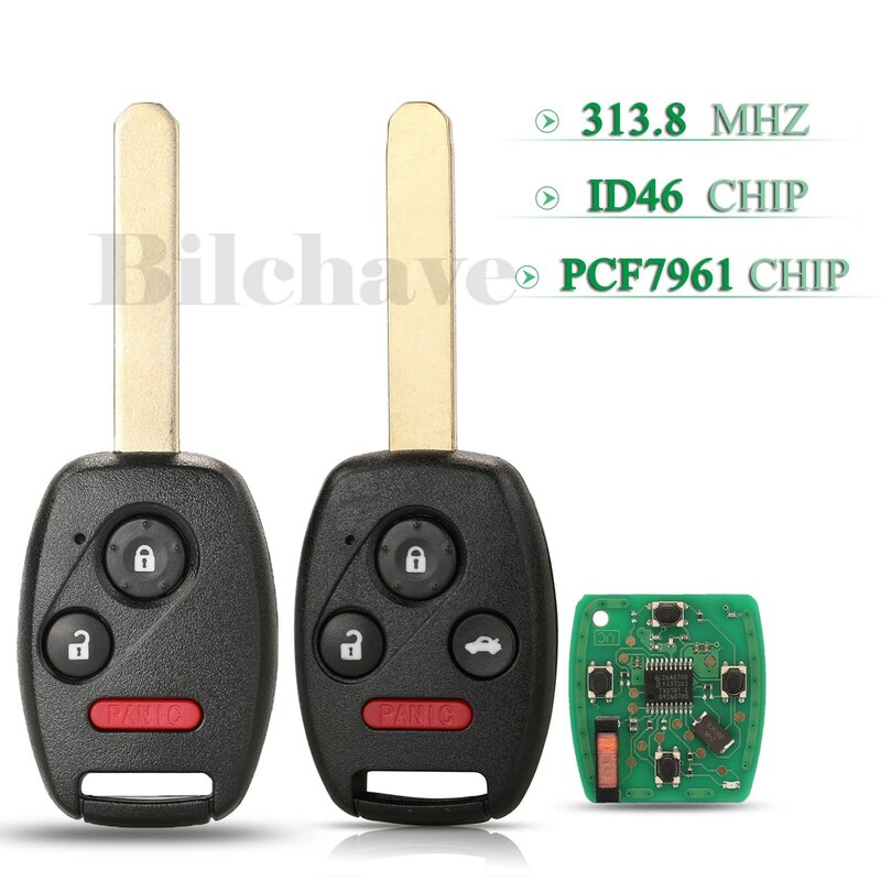 Jingyuqin 5 sztuk 3/4 przyciski 313.8Mhz ID46 PCF7961 Chip zdalnego inteligentny kluczyk samochodowy Fob MLBHLK-1T dla Honda Accord MLBHLIK-1T