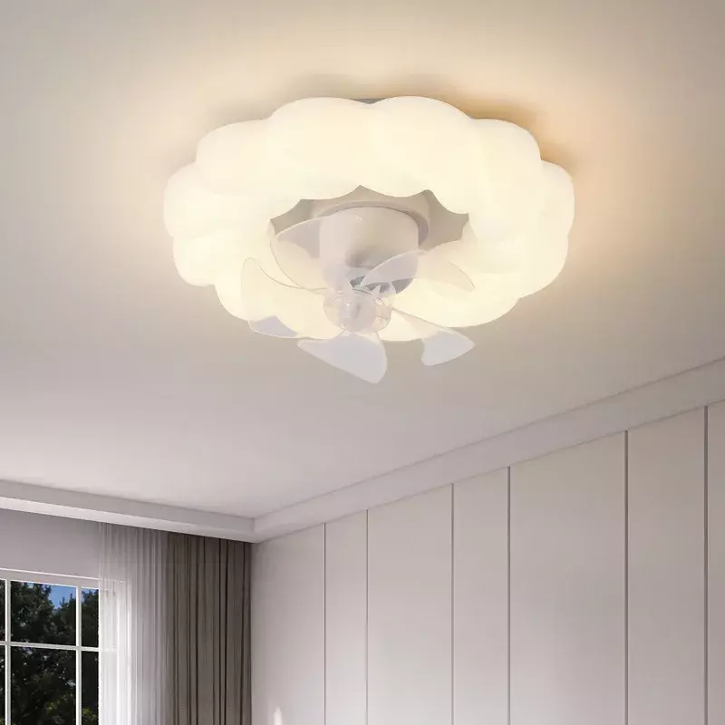 Ventilateur de Plafond à Spectre Complet avec Lumière LED, Protection Contre le Vent et les Yeux, Style Nordique, pour Chambre d'Enfant
