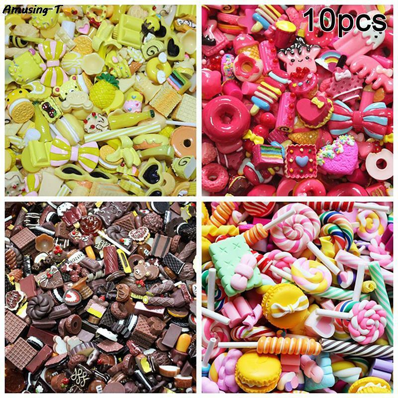 10 Stuks Schattige Mini Snoep Donut Brood Pop Voedsel Schaal Poppenhuis Miniatuur Kawaii Accessoires Home Craft Decor Cake Kids Keuken Speelgoed
