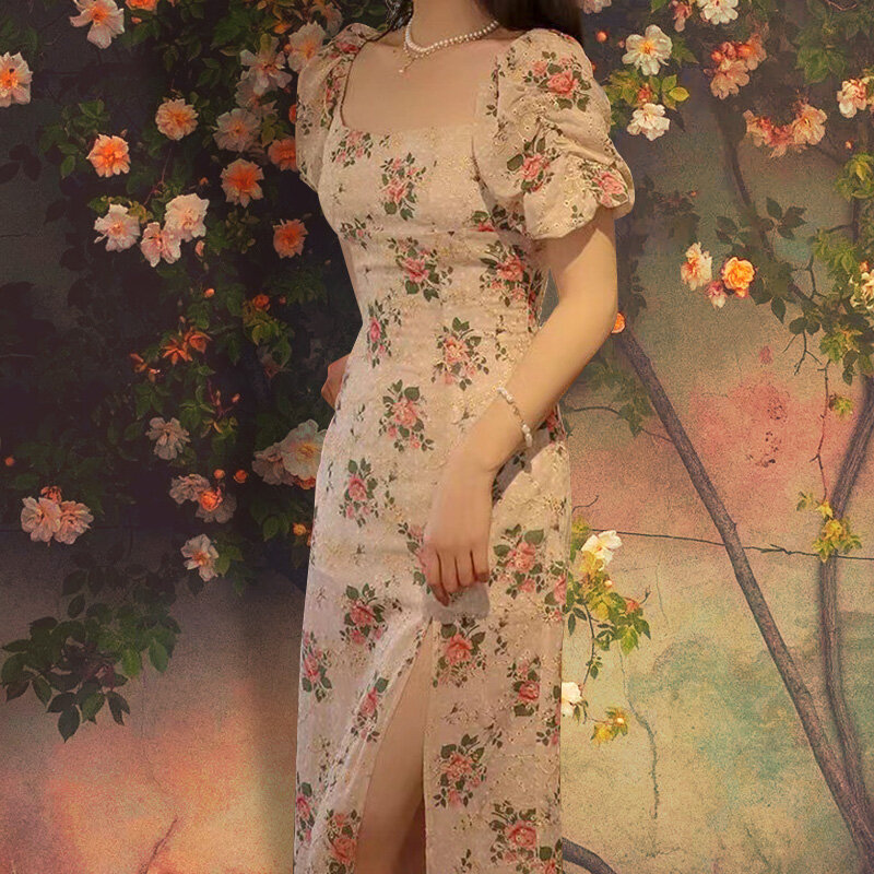 Robe sexy élégante à manches longues pour femmes, dos ouvert, dentelle florale d'été, évider, fendue, robe femme, S-2xl, 2024, 1 pièce