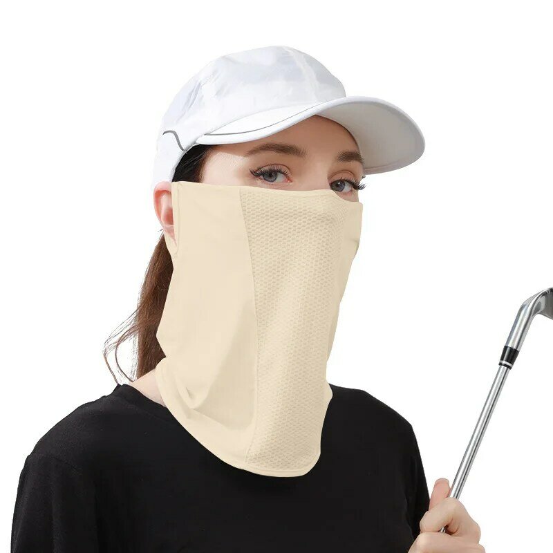 Máscara de protección solar de nailon para Golf, bufanda de seda de hielo para colgar en la oreja, malla transpirable para exteriores, resistente a los rayos UV, Verano