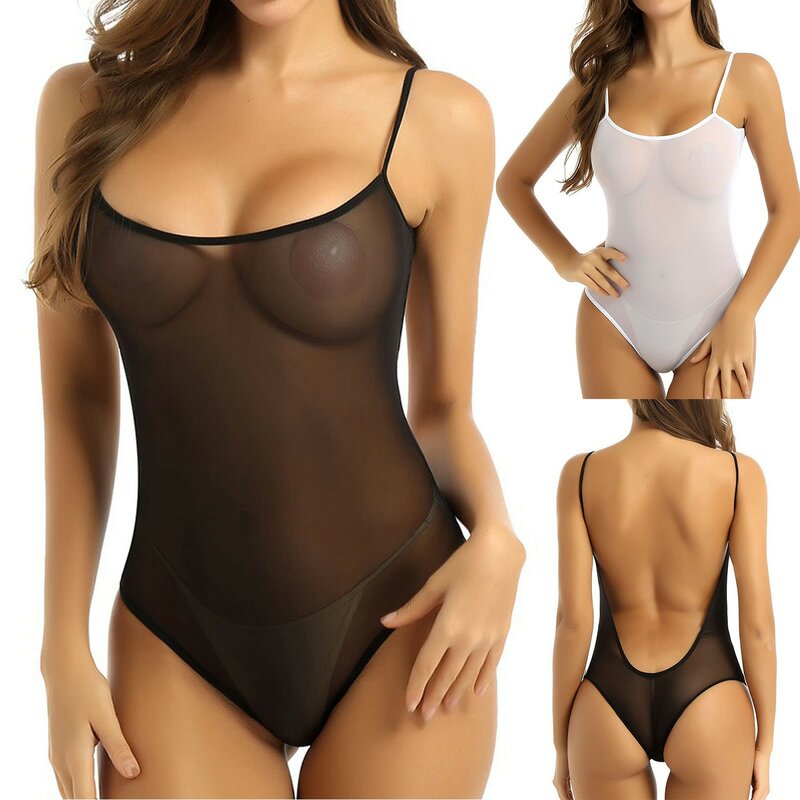 Sexy One-Piece Women Swimsuit 2023 Mesh Perspective Bikini Lingerie Bathing Suit Solid Color Swimwear Exotic Underwear Biquini