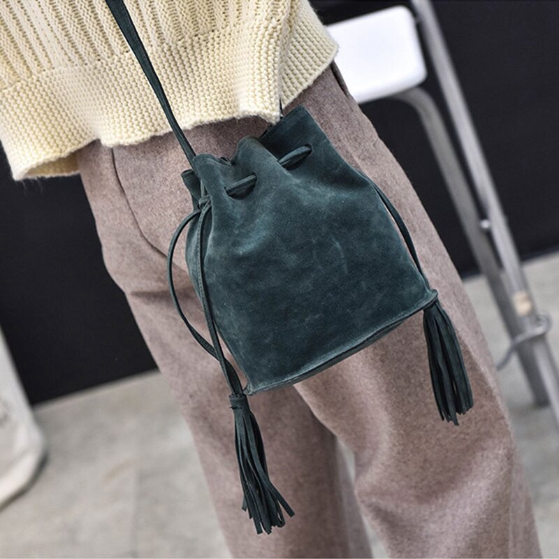 New Style Fashion Solid Women Pu Leather Shoulder Bag Messenger Bucket Shape Satchel Women Tote Purse Handbag