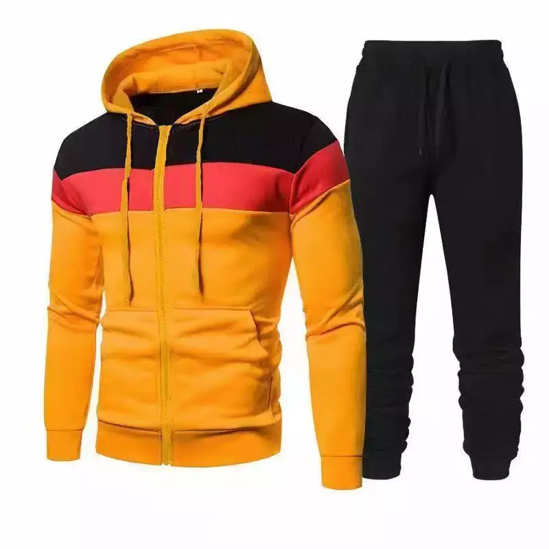 new Spring Autumn Men Tracksuit Casual Set Male Joggers Hooded Sportswear Jackets+Pants 2 Piece Sets Hip Hop Running Sports Suit
