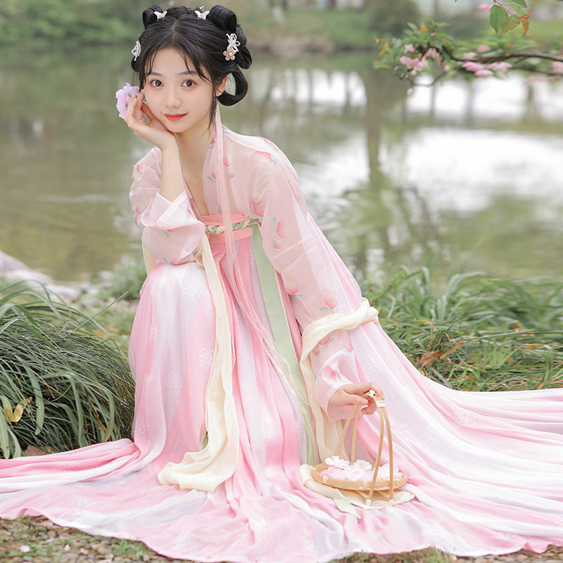 الصينية التقليدية خمر Hanfu مجموعة فستان المرأة المرحلة الأداء الرقص الشعبي Hanfu الملابس القديمة الأميرة تأثيري Hanfu