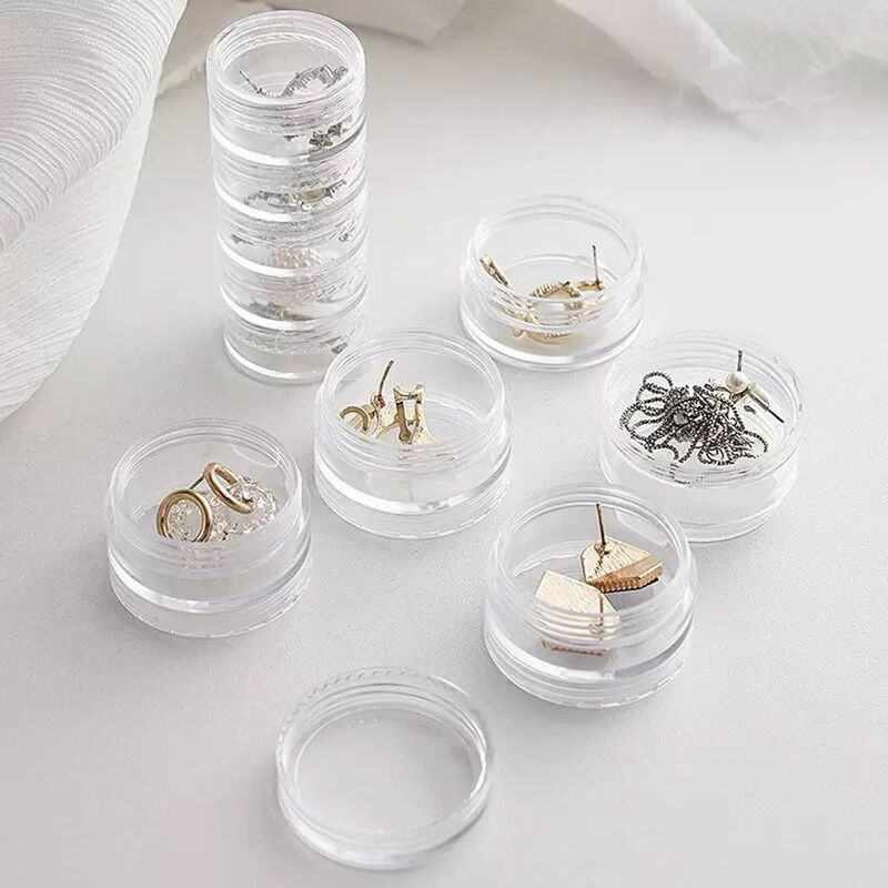 Boîte de rangement en plastique pour bijoux, contenant empilable transparent, perles, 5 couches, articles ronds, 4 pièces