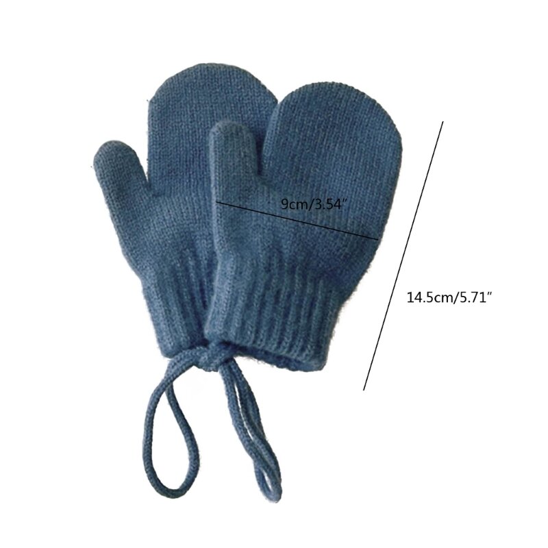Trendy Children Full Finger Gloves Warm Baby Knitted Mittens Toddler Outdoor Gloves with Neck Chain for 1-4 Years Old P31B