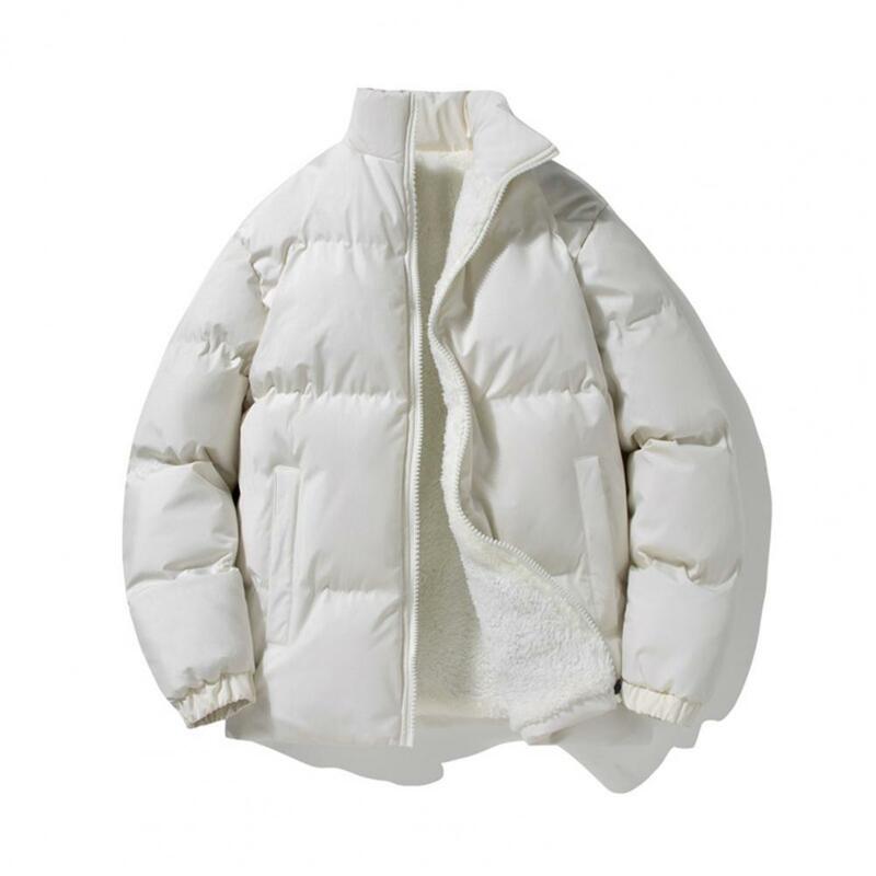 Cotton Coat Men Cotton Coat Men's Windproof Winter Down Jacket with Plush Padding Neck Protection Zipper Closure Heat Retention