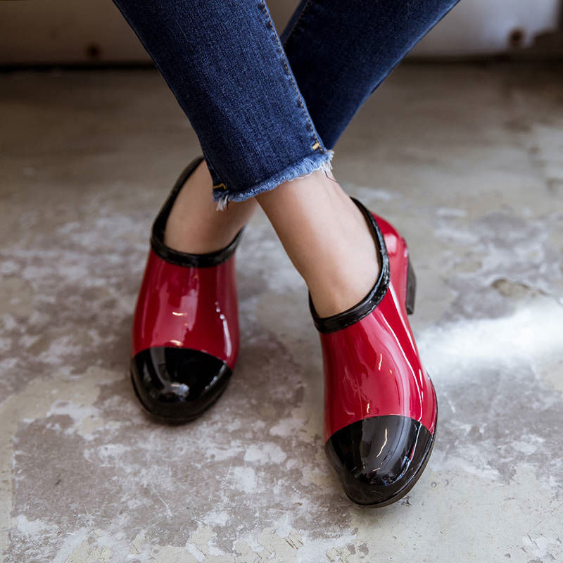 Zapatos de lluvia de boca poco profunda para mujer, botas cortas, zapatos de goma resistentes al desgaste, cubierta de azada antideslizante, zapatos de trabajo de cocina, bv6