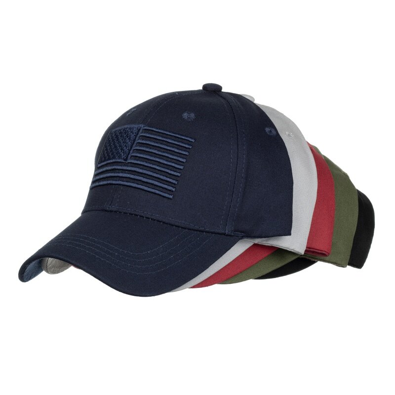 Topi Baseball Solid Sunshade topi bisbol dengan ujung runcing yang dapat disesuaikan bendera Amerika Serikat bordir uniseks nyaman netral