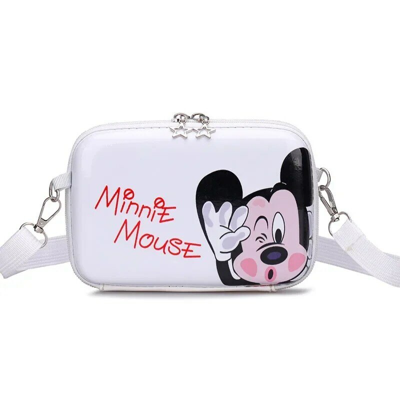 Disney กระเป๋าสะพายไหล่ Mickey Mouse Minnie การ์ตูนพิมพ์เด็ก Dompet Koin คุณภาพสูงกันน้ำกระเป๋าสะพายพาดลำตัวแบบลำลองหญิงของขวัญ