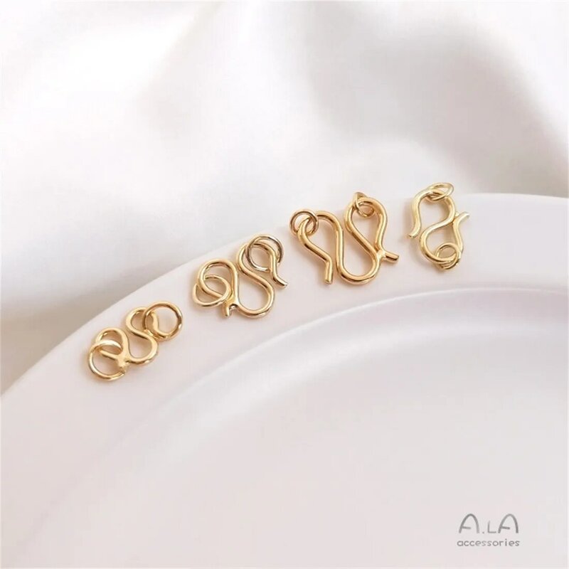 Kalung Gelang jepit M isi emas 14k dengan gesper kait penutup berbentuk S gesper DIY Aksesori Perhiasan bahan B925