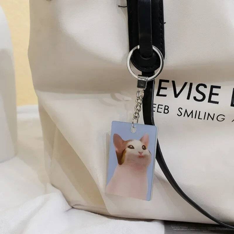 Personalizado gato dos desenhos animados acrílico chaveiro, Personalizar anime gato claro, Porta-chaves de boca aberta pingente de sacos de presente