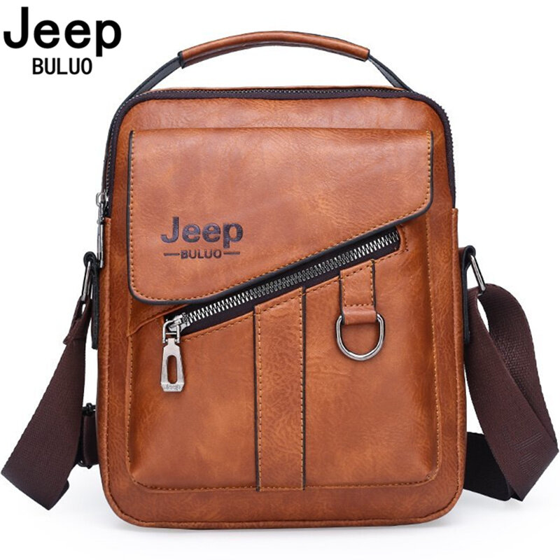 JEEP-BULUO 럭셔리 브랜드 새로운 남성 숄더백, 메신저 토트백 여행 크로스 바디 스플릿 가죽 패션 비즈니스 가방