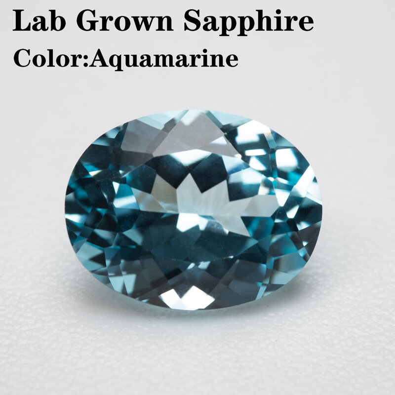 Top Lab Natural safir tumbuh Oval Cut Aquamarine warna kualitas liontin batu permata untuk pesona pembuatan perhiasan dipilih sertifikat AGL