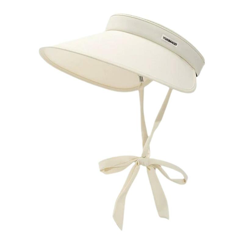 여성용 여름 태양 모자, 큰 챙 빈 상단 포니테일 모자, 자외선 차단 접이식 모자, 야외 UV 모자, 한국 바이저 보호, K5H4